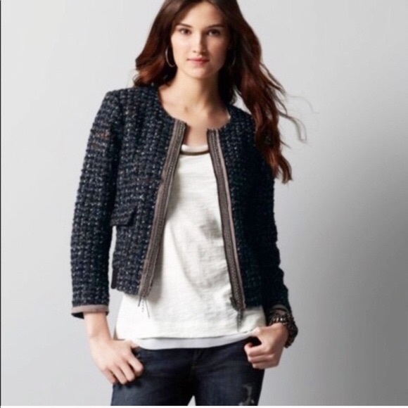 Ann Taylor Loft Petite Navy Tweed 